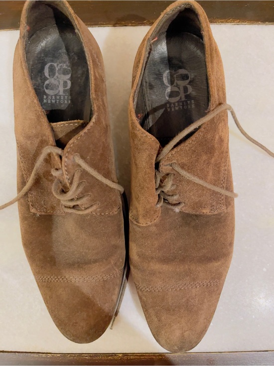 Barneys New York CO-OP Men\'s Tan Suede Lace-Up Shoes